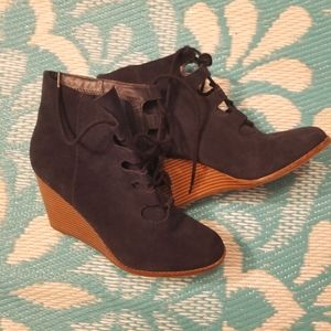 Navy blue sonoma wedge booties
